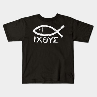 Ichthys Jesus Christ Son of God Savior Fish Symbol Kids T-Shirt